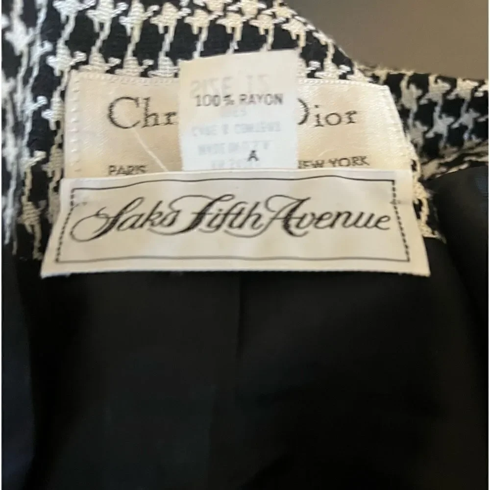 LIKE NEW Vintage Christian Dior Black/Cream Houndstooth Double-Breasted Jacket